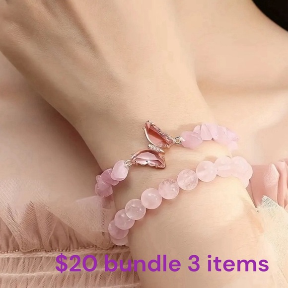 LUCKY CRYSTAL Accessories - 2pcs Charm Crystal Butterfly Stone beaded Stretch Bracelet 💕